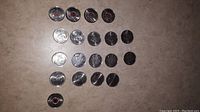 Overview of all 19 Canadian commemorative quarters arranged in rows, showing relationship of different years and coin conditions.