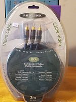 Unopened Prolink RCA component video cable with gold-plated connectors in clear plastic packaging