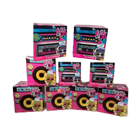 Nine unopened boxed LOL Surprise Remix Hair Flip and Pets collectible toys arranged in two rows on white background.