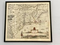 Full view of the framed map print on a white wall capturing the entire map area and frame borders.