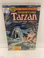 Front cover of Tarzan King-Size Annual No. 2 comic book showing vivid jungle scene with Tarzan and a tiger near a stone structure with a skull, published by Marvel Comics in 1978.