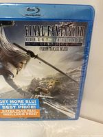 Front cover of the Final Fantasy VII Advent Children Complete Blu-ray disc, showing artwork and details about the disc including language version.