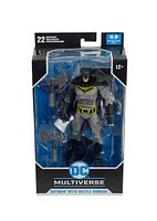 Front view of the sealed Batman McFarlane Toys DC Multiverse action figure packaging showing the figure and accessories inside.
