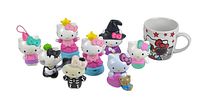 Lot of Hello Kitty figurines and themed mug on white background