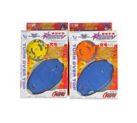 Two sealed Rocket V turn over tops in original packaging. Each pack contains a plastic top (yellow and orange) and a blue launcher device.