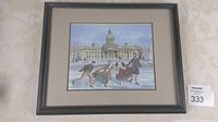 Framed print showing the full artwork and frame with matting, including a visible label number 333.