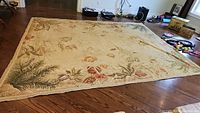 Full view of rectangular rug on hardwood floor