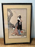Full framed artwork showing the two women near a tree in traditional Japanese clothing.