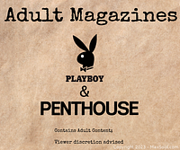 Title page with 'Adult Magazines Playboy & Penthouse' and viewer discretion notice indicating adult content.