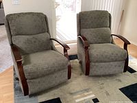 Front view of both chairs upright on area rug
