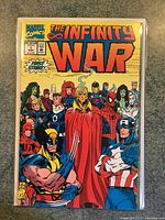 Full front cover view of The Infinity War #1 comic book showing Marvel superheroes and title.