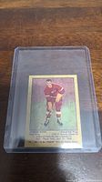 Front of the Gordie Howe rookie reprint hockey card showing player image and information.