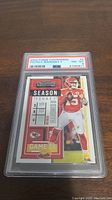 Front view of 2020 Panini Contenders Patrick Mahomes II card in PSA graded case with PSA 8 grade label.