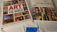 Photo showing the two large hardcover art books, one titled 'Art That Changed The World' and the other 'Art Since 1900 Volume 1'.