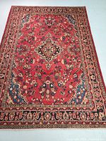 Full top-down view of Persian Hamedan rug on white background