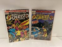Two Marvel comic books in sleeves side by side showing covers of issues 62 and 72