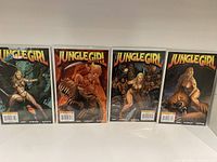 Full set of four Jungle Girl comic books, issues 1-4, shown front covers in protective sleeves. Each cover depicts the Jungle Girl character in jungle-themed action scenes.
