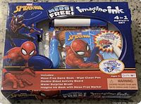 Front of the boxed set showing Spiderman theme and 4 in 1 activity contents with colorful packaging.