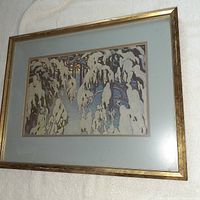 Framed print of Group of Seven winter landscape with snow-covered trees.