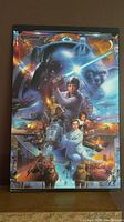 Frontal photo of entire Star Wars Saga Collage poster showing full artwork and colors.