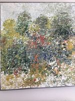 Close-up of the painting showing textured brush strokes and color details.