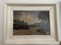 Full front view of framed painting showing overall composition and frame condition