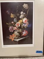 Framed floral bouquet print "Bouquet in a Vase" by Jan Rudolf Rys, showing the artwork and the mat frame.