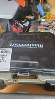 Closed black plastic Mastercraft case for socket set with Masold sticker.