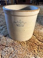 Photo of the crock showing the Crown 2 logo on the side.