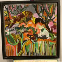 Full front view of framed painting