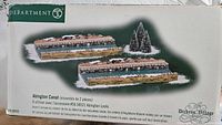 Box of Department 56 Dickens' Village Abington Canal set showing label and image of the two canal lock pieces