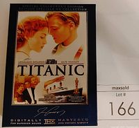 Front cover of Titanic DVD showing Leonardo DiCaprio and Kate Winslet with special collector's edition labeling and THX mastering information.