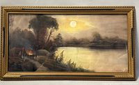 Frontal view of the entire framed pastel landscape scene