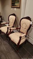 Pair of chairs full frontal view showing both chairs side by side