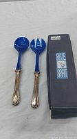 Vintage Blue Spirit Salad Spoon Set with Original Box