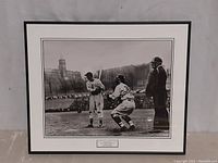 Front view of the framed black and white photo of Ted Williams batting, showing the overall presentation with matting and frame.