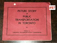 Front cover of the booklet titled 'Picture Story of Public Transportation in Toronto' with red background and black text.