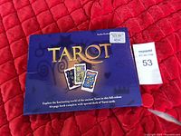 Closed box of Tarot set showing cover design and price sticker.