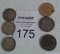 Six Netherlands 0.720 silver Gulden coins displayed with auction lot card. Coins show varying degrees of wear, detail visible on heraldic shield and portrait sides.