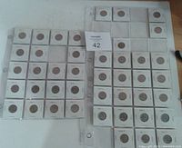 Overview of 46 United States 5 cent coins in 2x2 holders organized in plastic sleeves, showing various years and mint marks between 1970 and 1996.