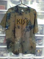 Front view of new KISS t-shirt showing logo and tie dye camo pattern