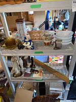 Plastic shelving unit shown holding various household items (contents not included)