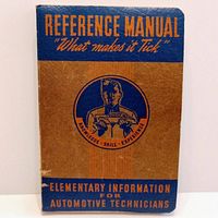 Front cover of the GM reference manual showing title, illustration, and text indicating it contains elementary information for automotive technicians.