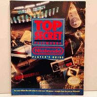 Front cover of the Nintendo Top Secret Passwords Player's Guide magazine showing gaming related graphics and official Nintendo seal.