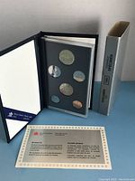 Full view of the 1993 Canadian Specimen Coin Set in blue booklet with outer sleeve and certificate
