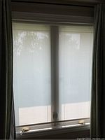 Full view of the roller shades covering the window, showing fabric translucency and fit.