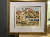 Front view of framed limited edition print showing the entire artwork, matting, and gold frame with decorative edge.