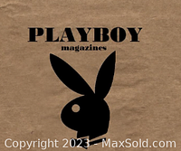 Playboy logo and cover illustration on a brown folder or book cover