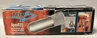 Original Apex 435 microphone box showing product image, branding and text indicating it is a large diaphragm studio condenser microphone.