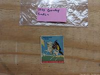 Front view of 1933 Goudey Indian Chewing Gum card showing indigenous warrior on white horse with text 'Camanchee Tribe' and 'Indian Chewing Gum'. Card is slightly creased.